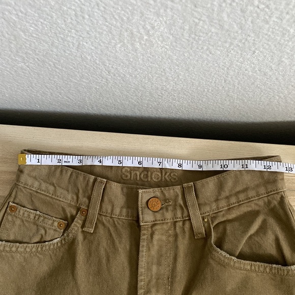 Mother Snacks High Waisted Double Stack Ankle Straight Leg Jeans Army Green 25 - Picture 12 of 14